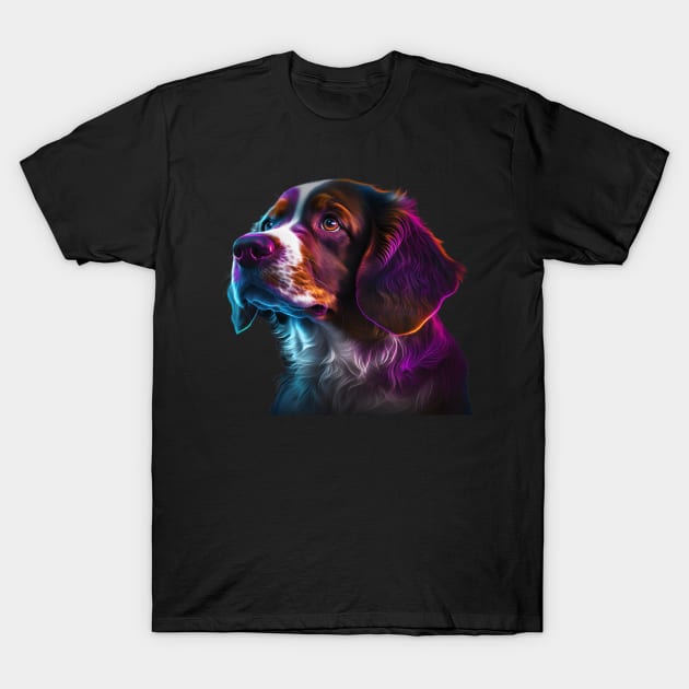 Neon Brittany Dog T-Shirt by Sygluv